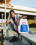 KEITH HARING BIG BLUE PURSE ART BACKPACK